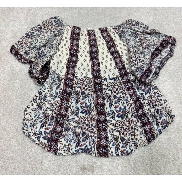 Free People Blouse Women’s Multicolored Floral Short Sleeve Size XS - Picture 6 of 8